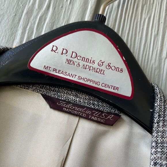 VTG Cricketeer Sport Coat Gray Woven Textured Blazer Silk Blend USA 44R ACTWU